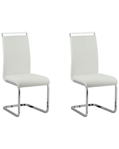 Modernes Freischwinger Stuhl 2er Set weiß Kunstleder Metallgestell Greedin von Beliani