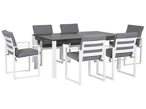 Modernes Gartenmöbel Set Aluminium mit 6 Stühlen grau / weiß Pancole von Beliani