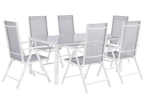 Modernes Gartenmöbel Set in Grau Tisch und 6 Stühle Aluminium Polyester Prato von Beliani