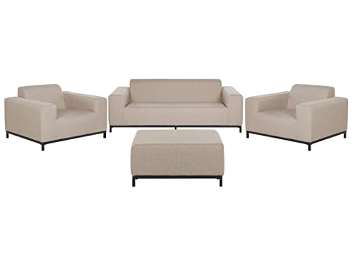 Modernes Loungeset 4-teiliges Polsterbezug/schwarzes Gestell beige Rovigo von Beliani