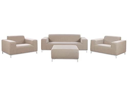 Modernes Loungeset 4-teiliges Polsterbezug/weißes Gestell beige Rovigo von Beliani
