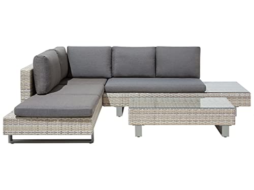 Modernes Rattan Lounge Gartenmöbel Set grau und beige für 5 Personen Lanciano von Beliani