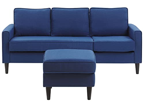 Modernes Sofa 3-Sitzer mit mobiler Ottomane dunkelblau Polsterbezug Avesta von Beliani