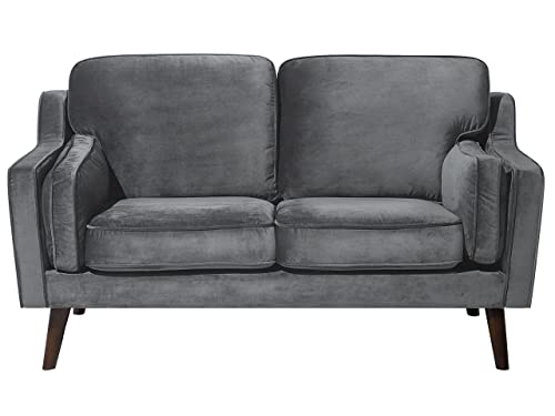 Modernes Sofa aus Samtstoff in Dunkelgrau Couch 2-Sitzer Lokka von Beliani