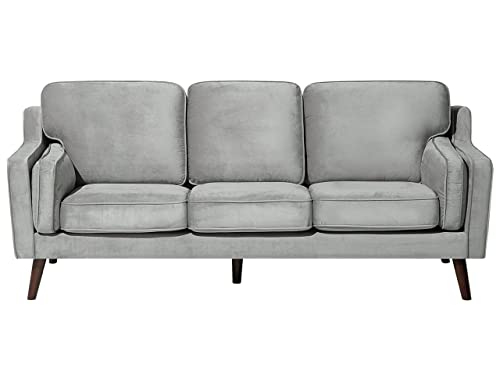 Modernes Sofa aus Samtstoff in Hellgrau Couch 3-Sitzer Lokka von Beliani