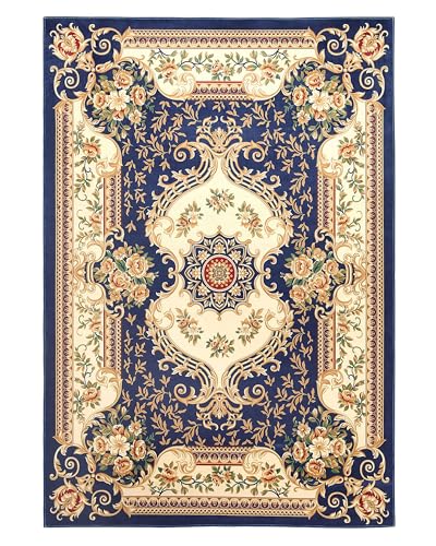 Orientalischer Teppich dunkelblau bunt Kurzflor rechteckig 140x200 cm Gaziantep von Beliani