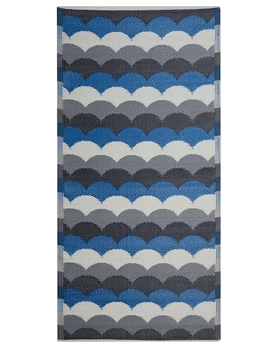 Outdoor Teppich grau-blau 90x180 cm Bodenschutzmatte Kunststoffmatte Bellary von Beliani