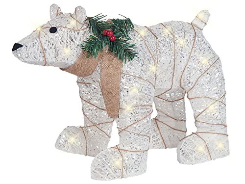 Outdoor Weihnachtsbeleuchtung LED Metall weiß Eisbär 34 cm mit Kabel Sivula von Beliani
