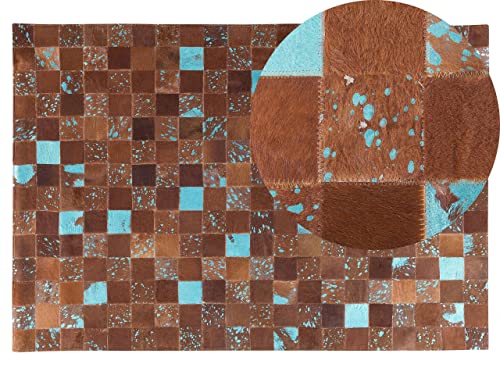 Patchwork Teppich braun/blau 140 x 200 cm rechteckig Aliaga von Beliani