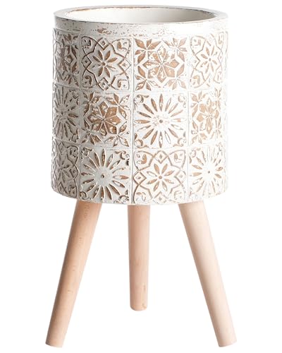 Pflanzentopf für drinnen und draußen im Vintage-Stil cremeweiß Karistos von Beliani