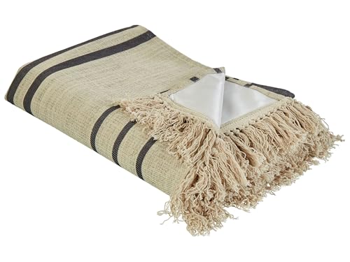Picknickdecke beige/schwarz 200 x 200 cm isoliert Fransen modern Bhong Picknickdecke beige/schwarz 200 x 200 cm isoliert Fransen modern Bhong von Beliani