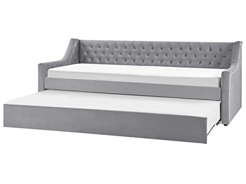 Platzsparendes Tagesbett Samtstoff grau 90 x 200 cm mit Lattenrost Montargis von Beliani