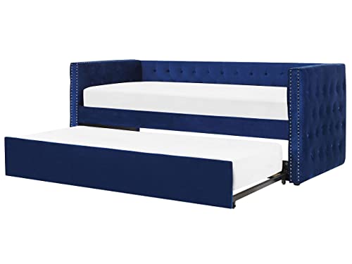 Platzsparendes Tagesbett Samtstoff marineblau 90x200 cm mit Lattenrost Gassin von Beliani