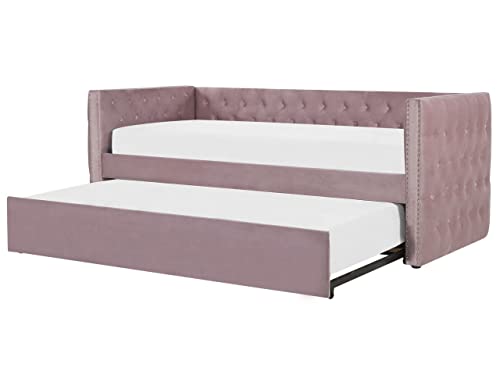 Platzsparendes Tagesbett Samtstoff rosa 90x200 cm mit Lattenrost Gassin von Beliani