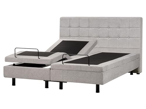 Beliani Polsterbett elektrisch verstellbar hellgrau 160x200 cm mit Fernbedienung Duke von Beliani