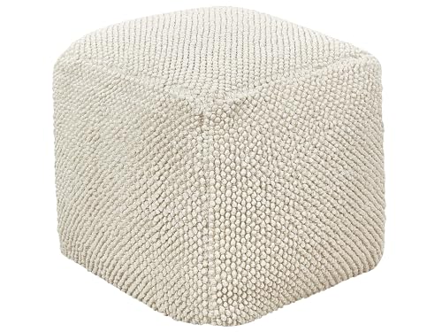 Pouf Baumwolle beige/hellbeige 45x45x45 cm Sitzhocker quadratisch Joara von Beliani