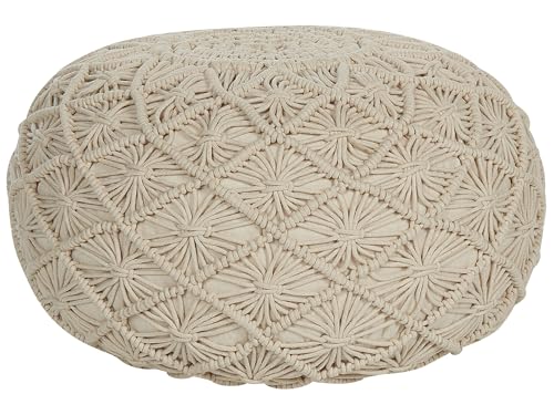Pouf Baumwolle beige geflochten Makramee rund ⌀ 50 cm Strickhocker Boho Berkane Pouf Baumwolle beige geflochten Makramee rund ⌀ 50 cm Strickhocker Boho Berkane von Beliani