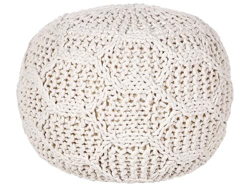 Pouf Baumwolle beige hell Makramee 50x50x35cm rund Boho Stil Triman Pouf Baumwolle beige hell Makramee 50x50x35cm rund Boho Stil Triman von Beliani