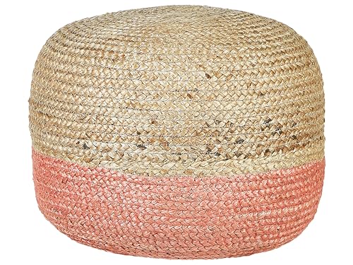 Pouf Jute beige/natürlich/rosa 50x50x40 cm Sitzhocker im Boho Stil Duki Pouf Jute beige/natürlich/rosa 50x50x40 cm Sitzhocker im Boho Stil Duki von Beliani