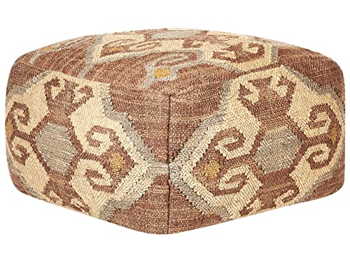 Pouf Jute und Wolle rot / bunt quadratisch 50x50x30 cm orientalisch Urpad von Beliani