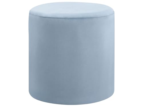 Pouf Samtstoff blau rund 47 cm glamourös luxuriös Sitzhocker Samthocker Lovett von Beliani