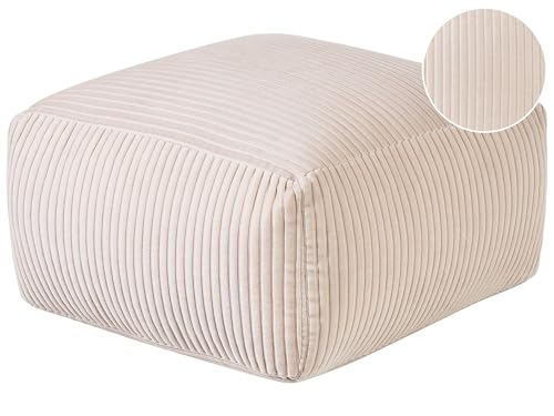 Pouf Sitzpouf Sitzhocker Cord beige 50 x 50 cm Quadrat Modern Skandi Mukki von Beliani