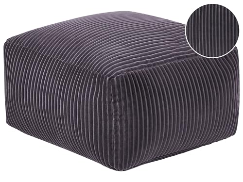 Pouf Sitzpouf Sitzhocker Cord grau 50 x 50 cm Quadrat Modern Skandi Mukki von Beliani