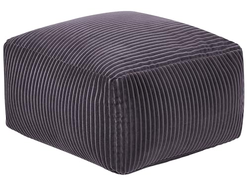 Beliani Pouf Sitzpouf Sitzhocker Cord grau 50 x 50 cm Quadrat Modern Skandi Mukki von Beliani