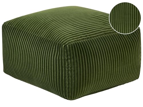Pouf Sitzpouf Sitzhocker Cord grün 50 x 50 cm Quadrat Modern Skandi Mukki von Beliani