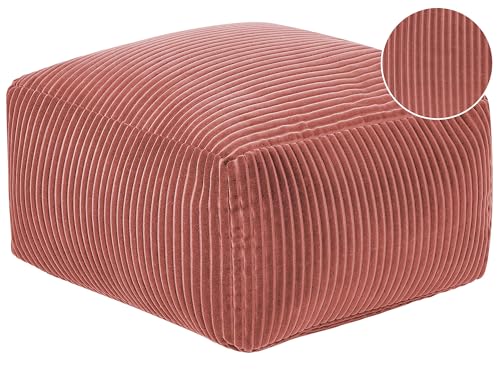 Pouf Sitzpouf Sitzhocker Cord rot 50 x 50 cm Quadrat Modern Skandi Mukki von Beliani