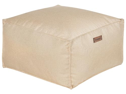 Pouf Sitzpouf Sitzhocker Leinenoptik beige 50x50 cm Quadrat Modern Skandi Mukki von Beliani