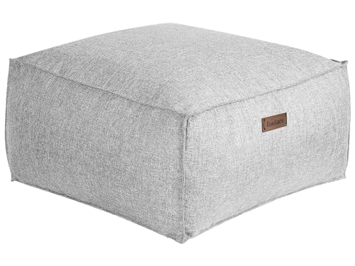 Pouf Sitzpouf Sitzhocker Leinenoptik grau 50x50 cm Quadrat Modern Skandi Mukki von Beliani