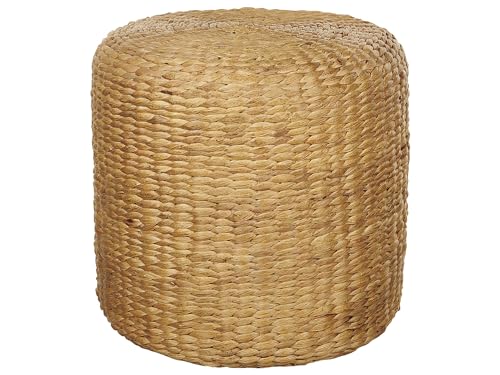 Pouf Wasserhyazinthe natürlich ⌀ 40 cm handgefertigt Hocker Boho-Stil Bichir II von Beliani