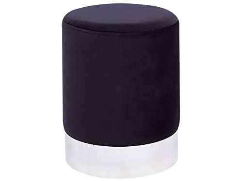 Pouf rund Samt schwarz Metall silber Samthocker Sitzhocker Glamour Look Brigitte Pouf rund Samt schwarz Metall silber Samthocker Sitzhocker Glamour Look Brigitte von Beliani