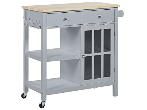 Praktischer Servierwagen mit beständigem Temperglas Landhausstil grau Genoa von Beliani