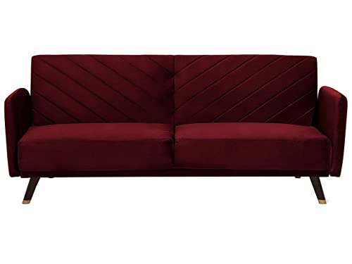 Praktisches Sofa klappbar mit Armlehnen Samtstoff rot Senja von Beliani