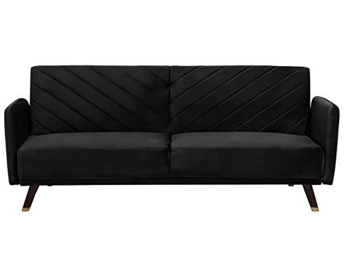 Praktisches Sofa klappbar mit Armlehnen Samtstoff schwarz Senja von Beliani