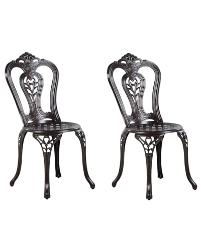 Praktishes Stuhl Set 2 Stücke dekorative Rückenlehne dunkelbraun Bovino von Beliani