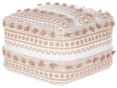 Quadratischer Pouf Fußhocker mit EPS-Füllung Abnehmbarer Bezug Baumwollgewebe Beige Karaw Quadratischer Pouf Fußhocker mit EPS-Füllung Abnehmbarer Bezug Baumwollgewebe Beige Karaw von Beliani