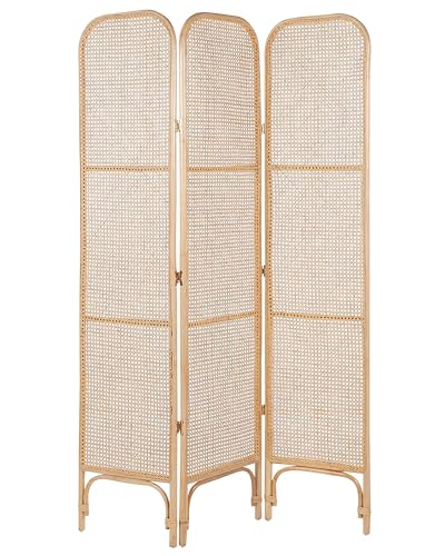 Raumteiler aus Rattan natürlich / beige 105 x 180 cm 3-teilig Paravent Potenza von Beliani