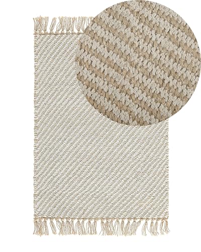 Beliani Rechteckiger Boho Teppich mit Langen Fransen beige 50x80 cm Aladag von Beliani