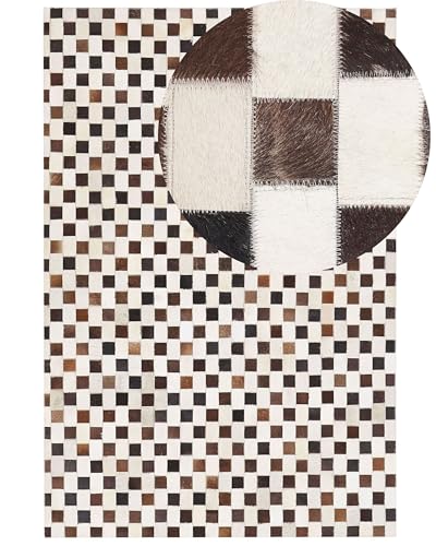 Rechteckiger Teppich aus Kuhfell braun/beige Patchwork 160x230 cm Kayabey von Beliani