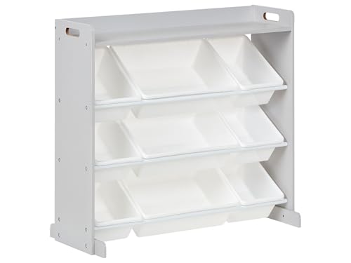 Beliani Regal mit 9 Aufbewahrungsboxen und Schubladen Kinderzimmer MDF Kunststoff Grau und Weiß Collie von Beliani