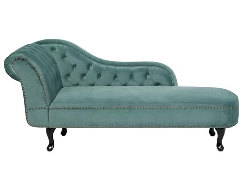 Retro Chaiselongue Samtstoff linksseitig mintgrün Nimes von Beliani