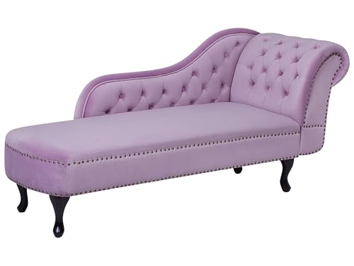 Beliani Retro Chaiselongue Samtstoff rechtsseitig rosa Nimes von Beliani