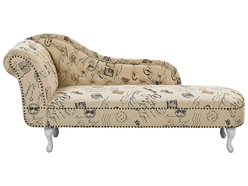 Beliani Retro Chaiselongue linksseitig beige Polyester Druckstoff Nimes Beliani Retro Chaiselongue linksseitig beige Polyester Druckstoff Nimes von Beliani
