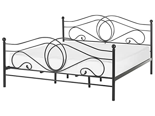 Beliani Retro Doppelbett Metall dekorativer Kopf-and Fußteil 180x200 cm schwarz Lyra von Beliani