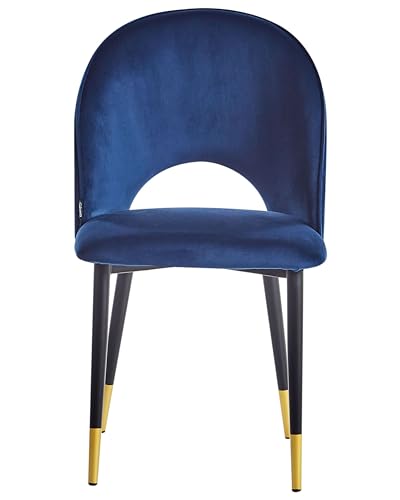 Retro Esszimmerstuhl 2er-Set runde Sitzfläche Samtstoff blau Magalia von Beliani