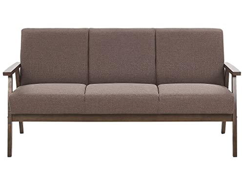 Retro Polstersofa 3-Sitzer braun mit Holzgestell und Federkern Couch Asnes von Beliani