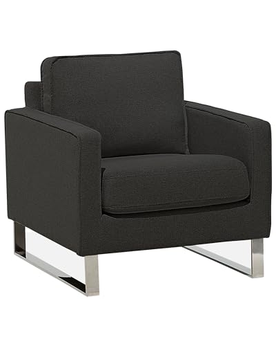 Retro Sessel Polsterbezug Füße aus Edelstahl graphitgrau Vind von Beliani